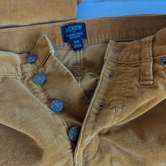 J. Crew Corduroy Ankle Pants Mustard Yellow High-Waisted 28 - Picture 2 of 8